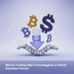 Chart showing Bitcoin funding rate dropping below zero into negative territory as short positions outpace longs in futures ma