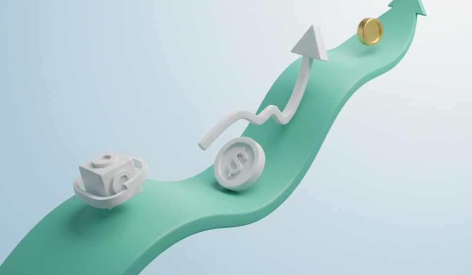 Chart showing dollar-cost averaging strategy in crypto with recurring fixed-dollar purchases over time, smoothing out market
