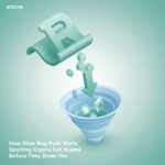 Infographic showing the stages of slow rug pulls in crypto, illustrating how exit scams gradually drain investor funds over t