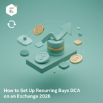 Exchange dashboard showing recurring buys DCA setup screen with frequency, amount, and cryptocurrency selection options for 2