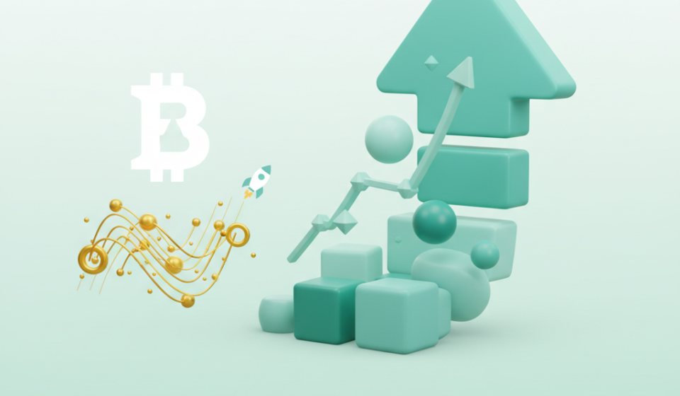 Crypto price chart showing a breakout above resistance with a strong upward trend, green candlesticks, and volume surge.