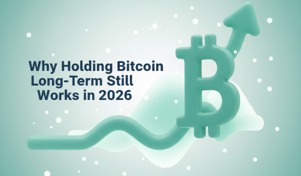 Line graph showing Bitcoin's long-term price growth through 2026, illustrating the benefits of holding Bitcoin long-term.